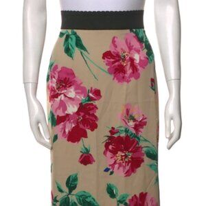 Dolce & Gabbana Floral Silk Knee-Length Skirt M IT44 $1,390